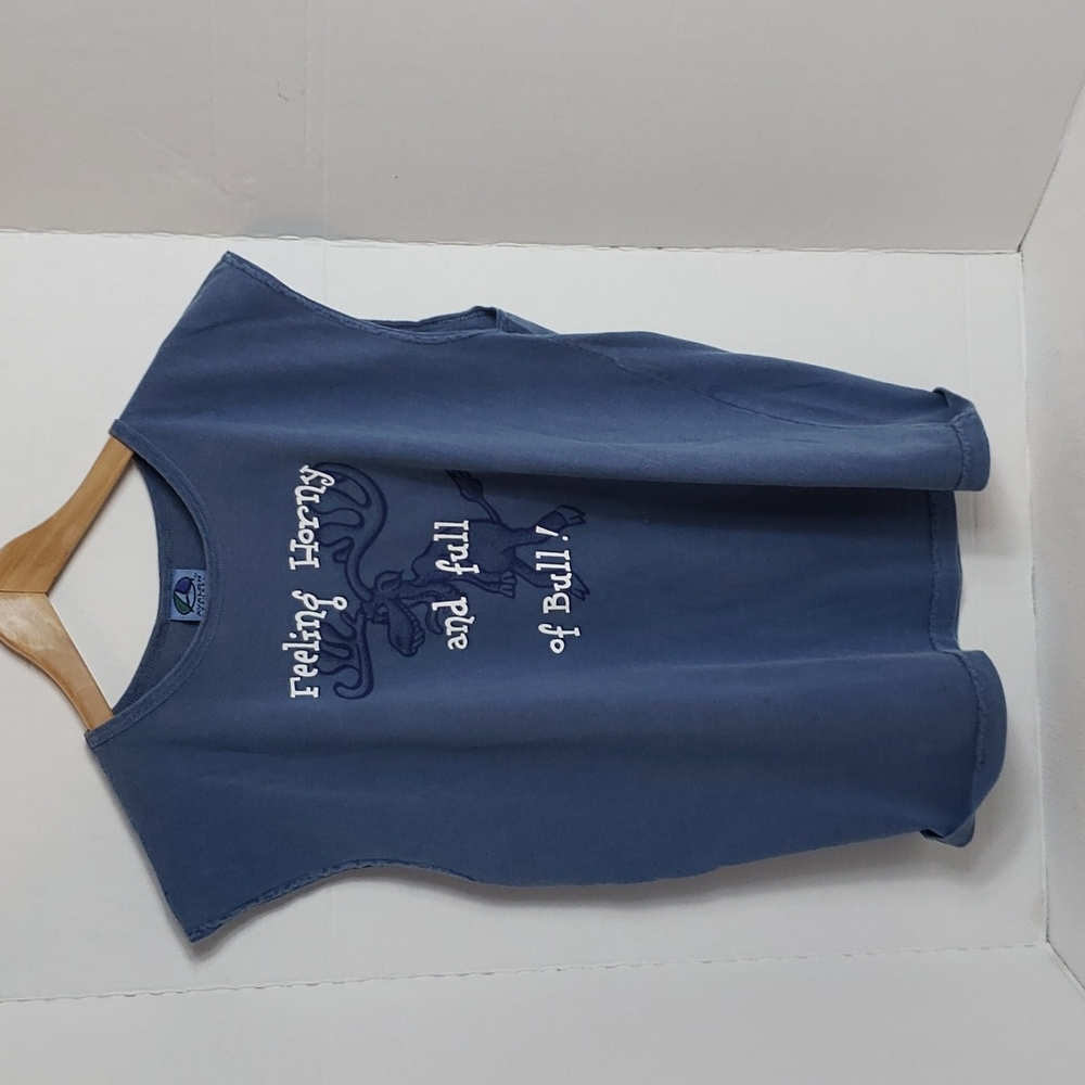 Avalon Apparel Men's Blue "Feeling Horny and Full Of Bull" Shirt, S NWOT